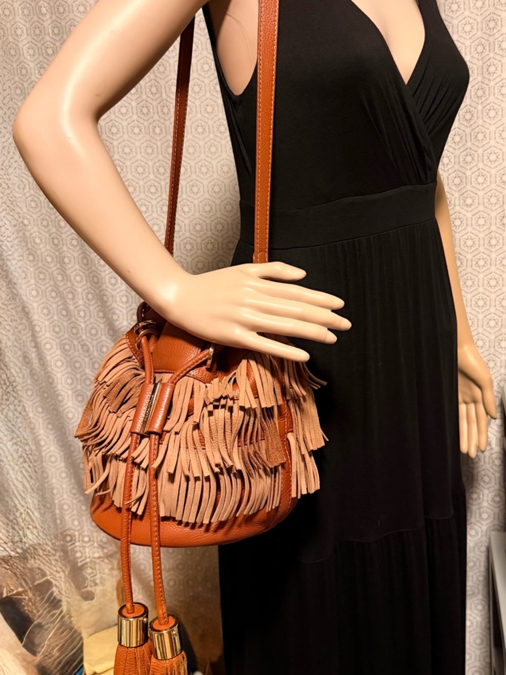 Chloe drawstring tassel crossbody bag